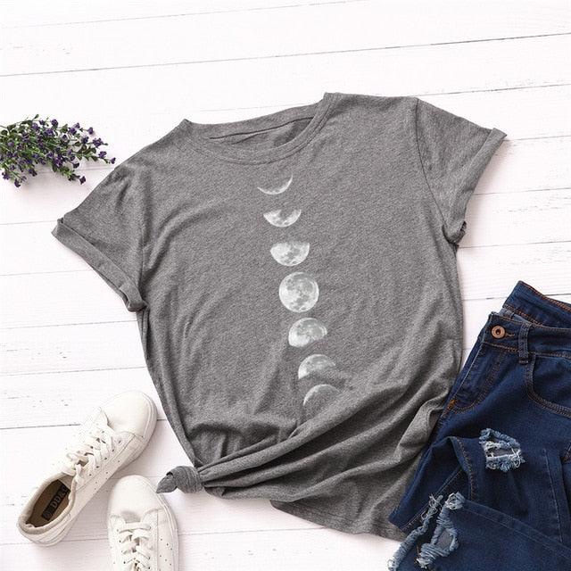 Planet Print T Shirt O Neck Short Sleeve T-shirt