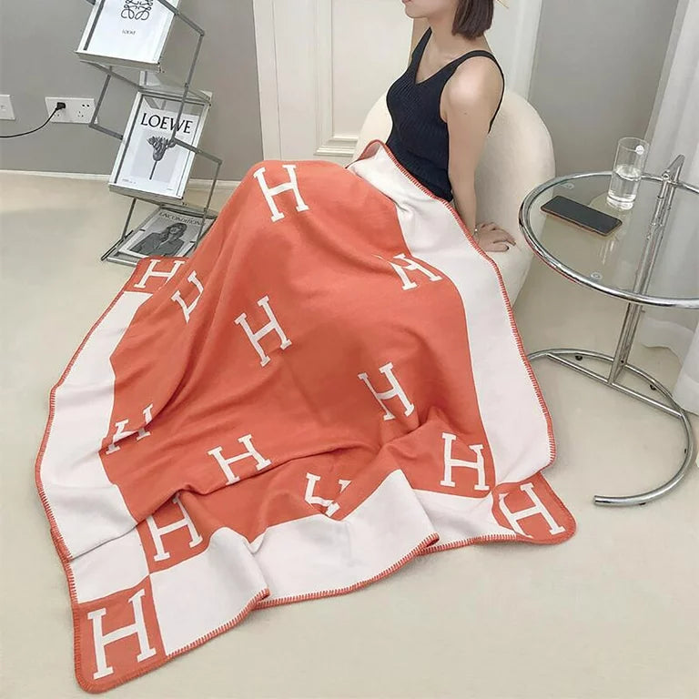 H Throw Blanket Warm Wool Cashmere Thick Knitted Blankets Yoga Sofa