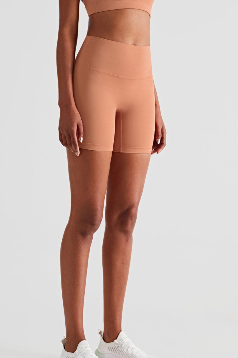 High-Rise Elastic Waistband Biker Shorts - Stellar Real