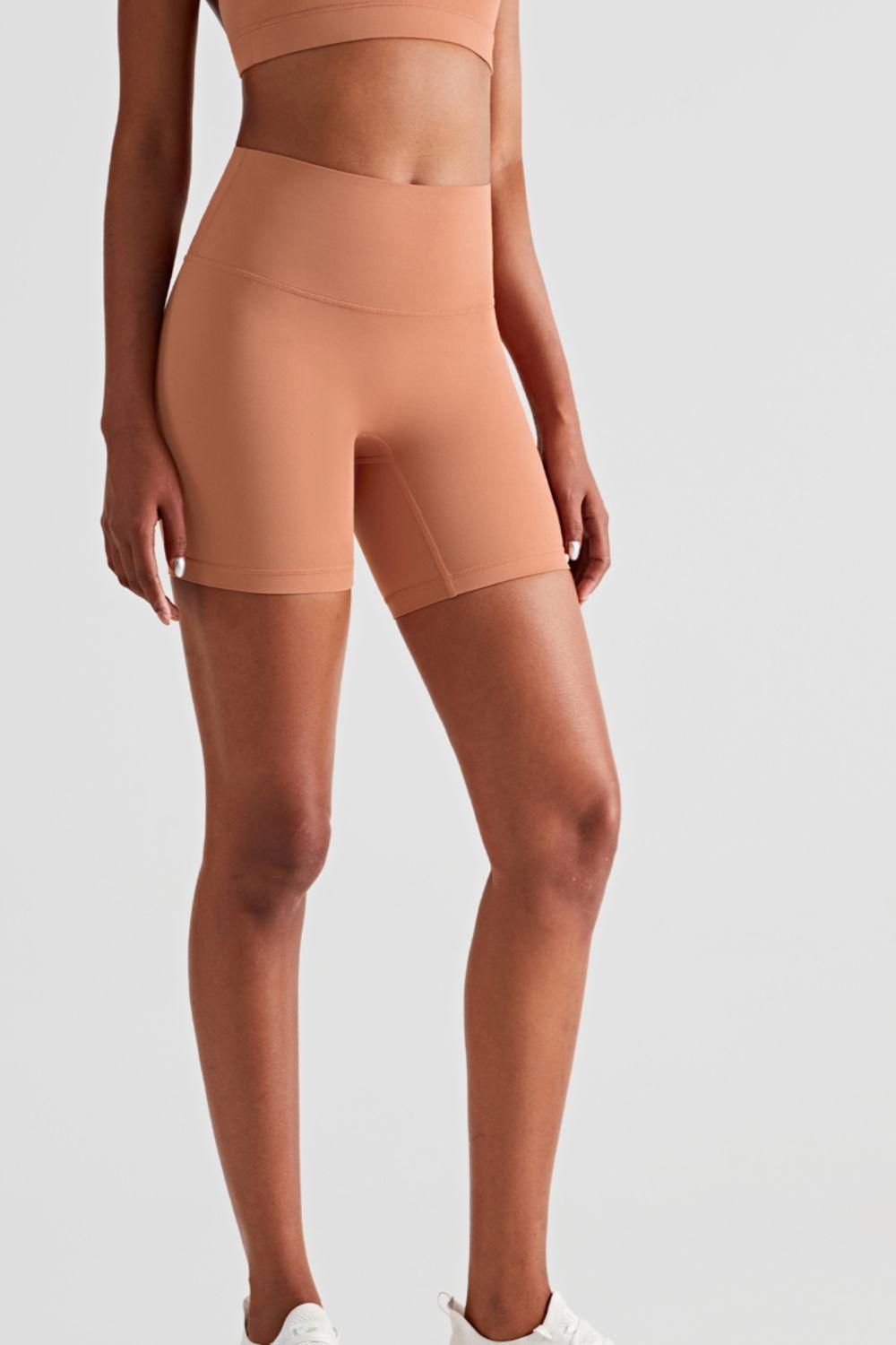 High-Rise Elastic Waistband Biker Shorts - Stellar Real