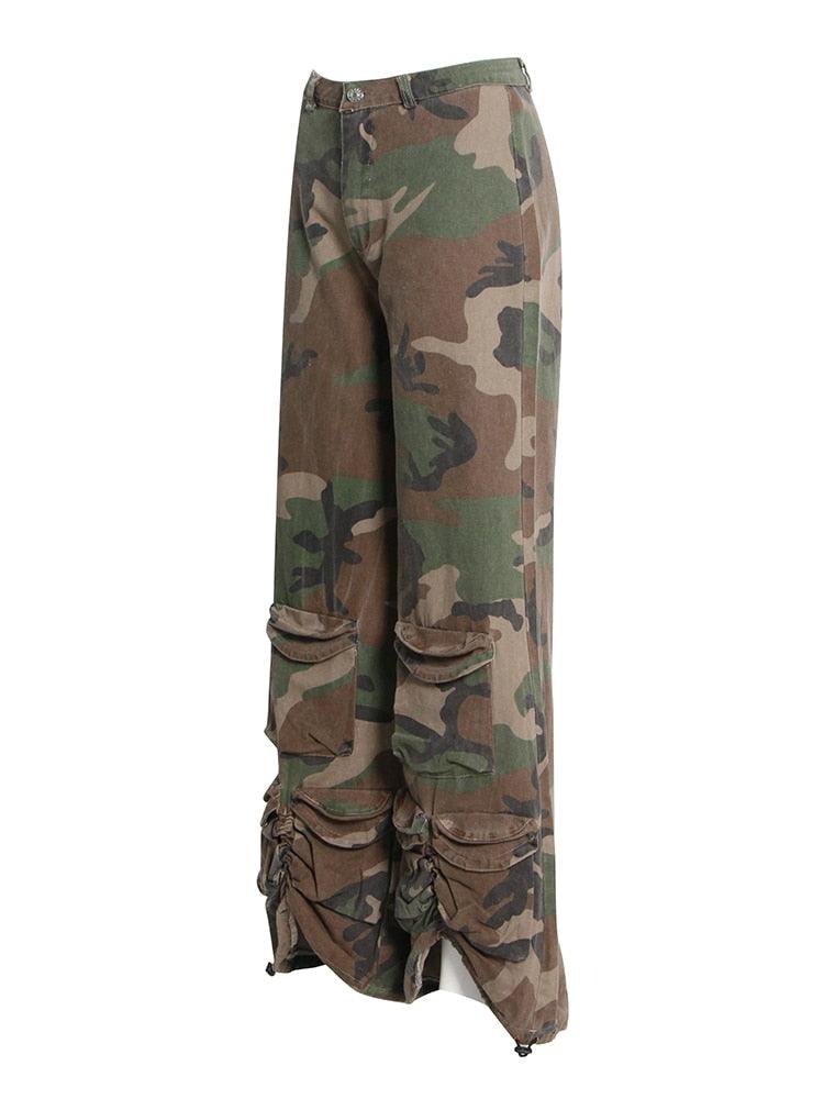 Camouflage Wide Pants High Waist Loose Trousers