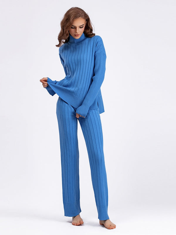 Half Turtleneck Sweater Set Loose Warm Pullover Two-piece Set