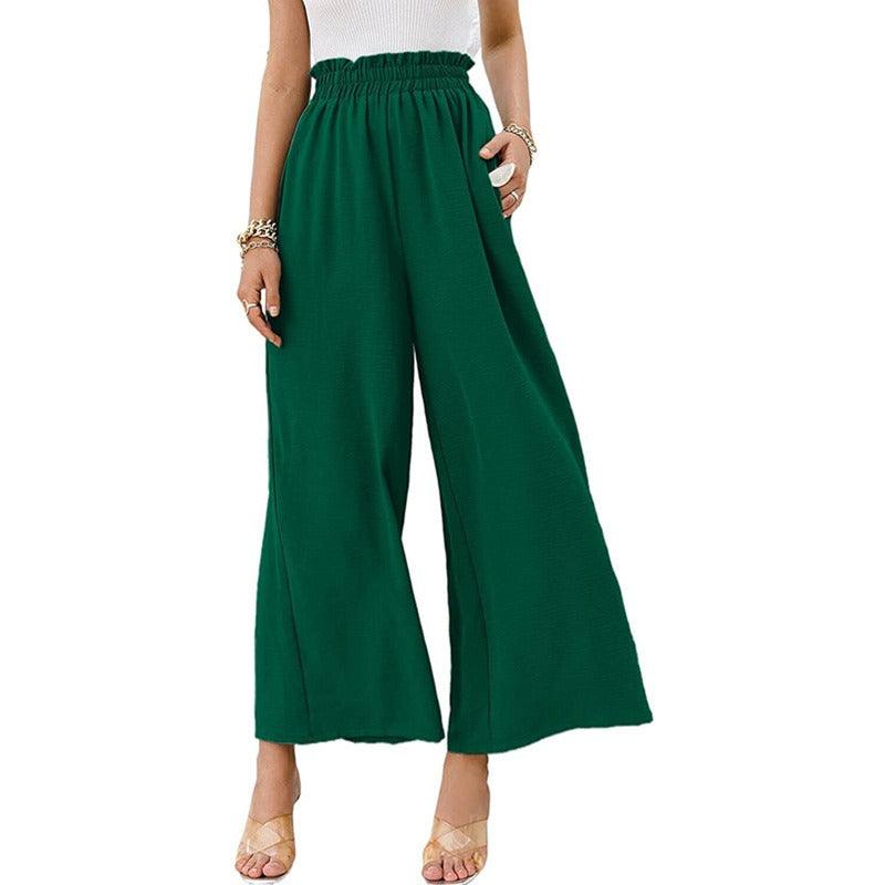Cotton & Linen Solid High Waist Wide-leg Pants - Stellar Real