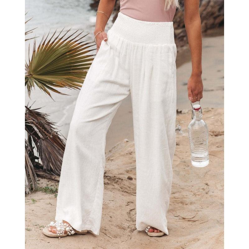 Leisure Wide Leg Cotton and Hemp Loose Pants - Stellar Real