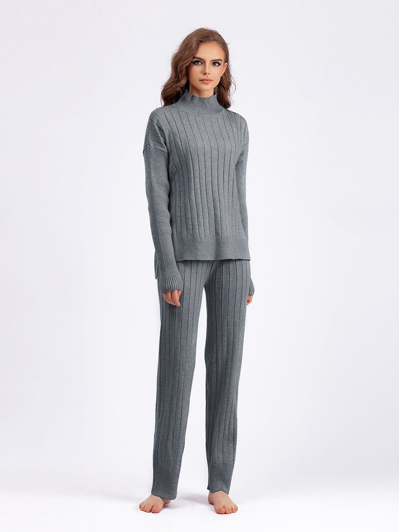 Half Turtleneck Sweater Set Loose Warm Pullover Two-piece Set