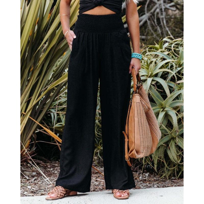 Leisure Wide Leg Cotton and Hemp Loose Pants - Stellar Real