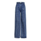 Woven Stitching High Waist Straight Wide Jeans
