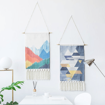 Cotton Geometric Hand-knotted Tassels Hippie Wall Hanging Tapestry - Stellar Real