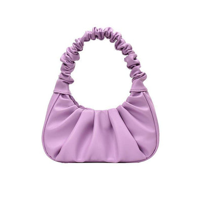 Women Hobo Pleated Tote Bag Candy Color Underarm Bag Small Handbag And Purses Shoulder Bag - Stellar Real