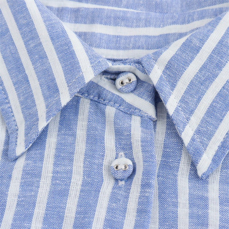 Versatile linen blend striped shirt