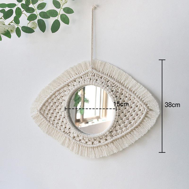 Nordic Mirror Weaving Handmade Cotton Thread Wood Bead Tapestry - Stellar Real