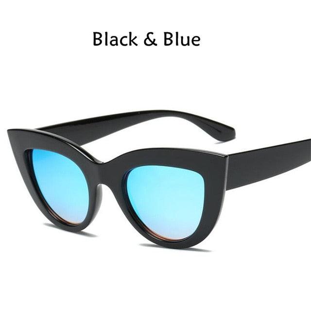 Tinted Lens Unisex Vintage Shaped Blue Sunglasses - Stellar Real