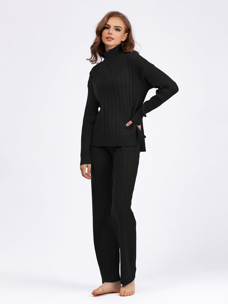 Half Turtleneck Sweater Set Loose Warm Pullover Two-piece Set