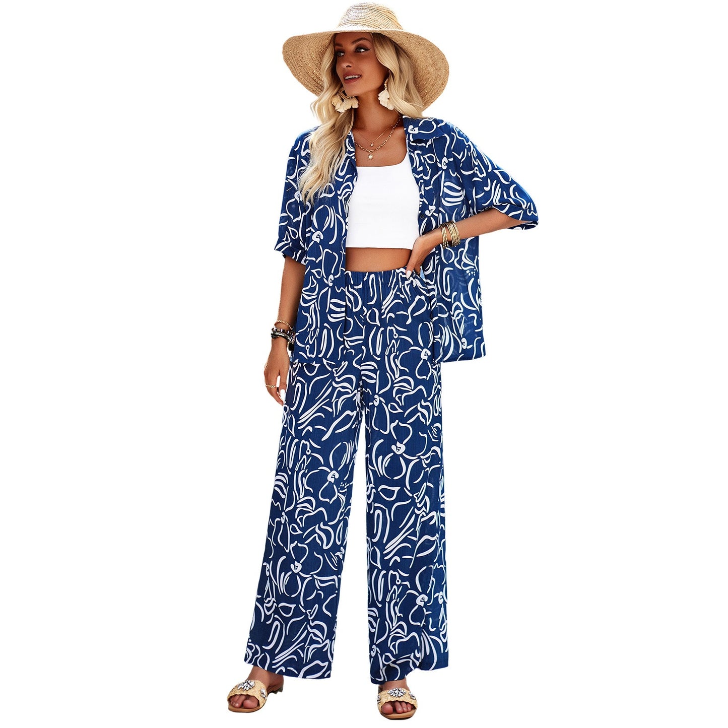 Temperament casual  Print Women's Set