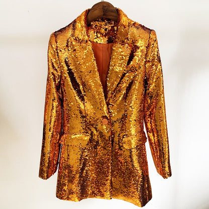 Designer Gold Sequin And Shimmer Blazers Set