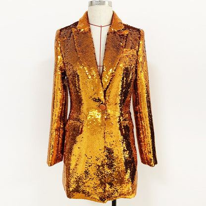 Designer Gold Sequin And Shimmer Blazers Set