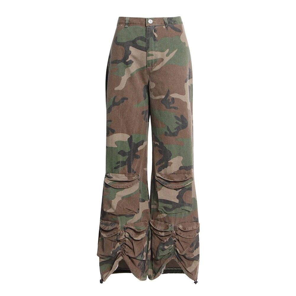 Camouflage Wide Pants High Waist Loose Trousers