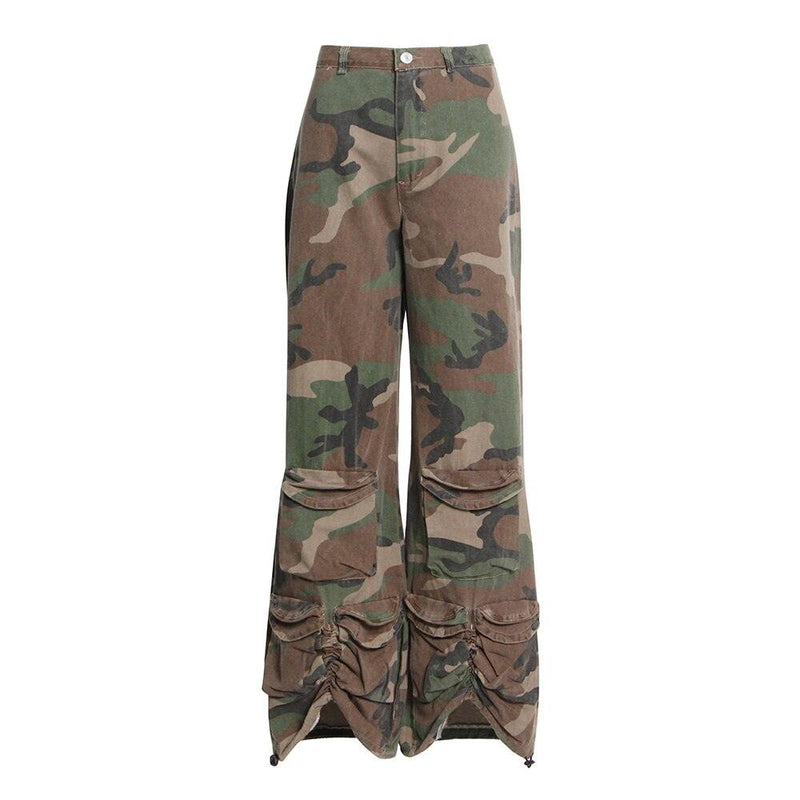 Camouflage Wide Pants High Waist Loose Trousers - Stellar Real