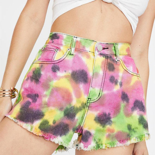 Tie Dye Loose High Waist Raw Edge Pants - Stellar Real