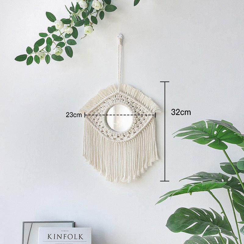 Nordic Mirror Weaving Handmade Cotton Thread Wood Bead Tapestry - Stellar Real