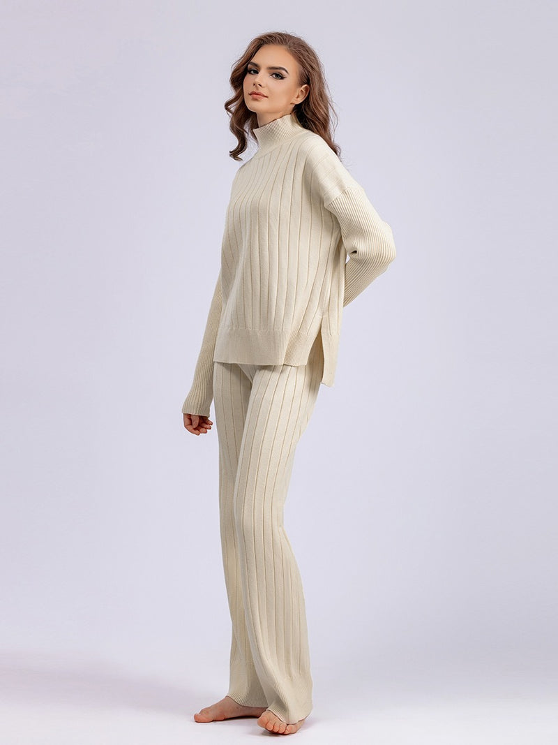 Half Turtleneck Sweater Set Loose Warm Pullover Two-piece Set