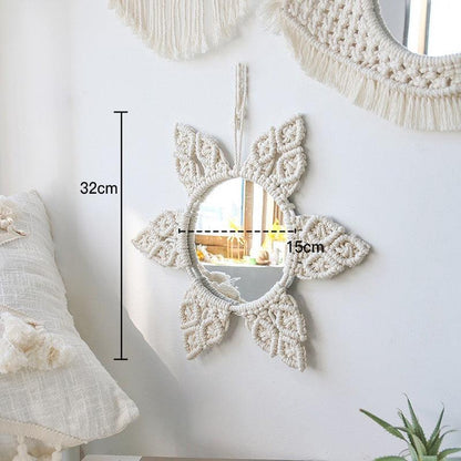 Nordic Mirror Weaving Handmade Cotton Thread Wood Bead Tapestry - Stellar Real