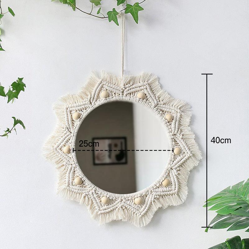 Nordic Mirror Weaving Handmade Cotton Thread Wood Bead Tapestry - Stellar Real