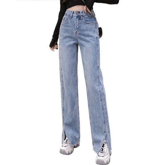 Straight Slit Loose High Waist Slim Sagging Jeans - Stellar Real