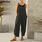 Jumpsuit Solid Color Casual Ninth Overalls
