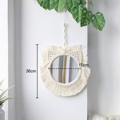 Nordic Mirror Weaving Handmade Cotton Thread Wood Bead Tapestry - Stellar Real