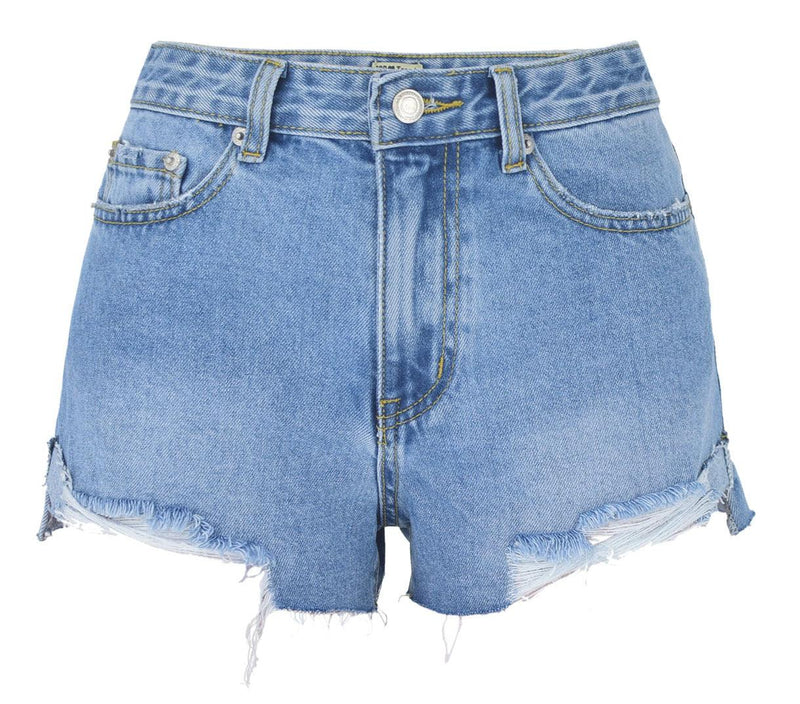 High Waist Thin Super Soft Ripped Denim Shorts Short Front And Long Back Spring And Summer Beach Holiday Style Women's Clothing - Stellar Real