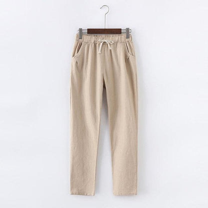 Cotton Linen Sweatpants Casual Harem Trousers
