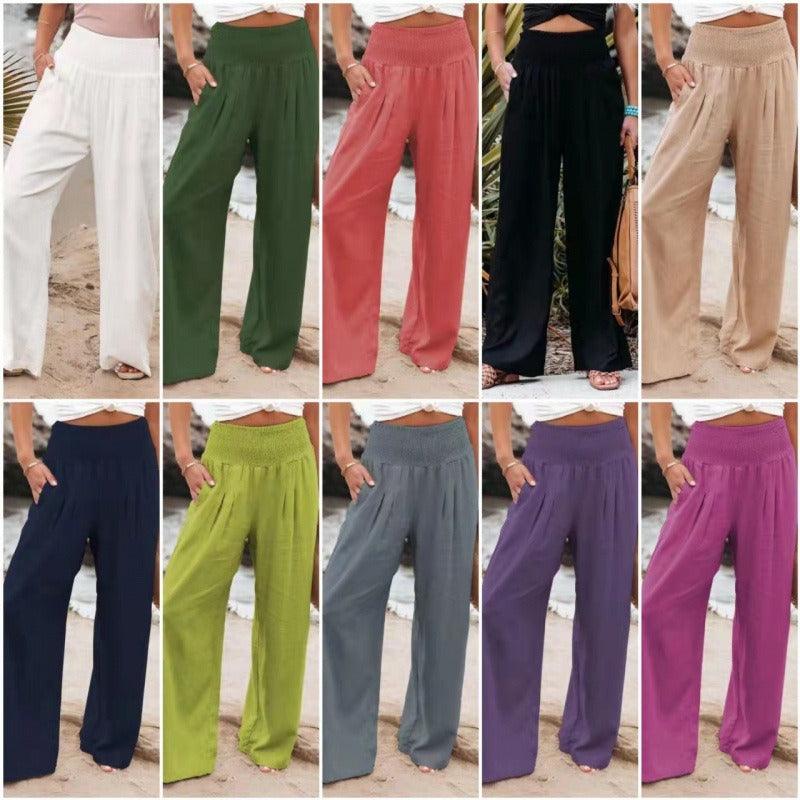 Leisure Wide Leg Cotton and Hemp Loose Pants - Stellar Real