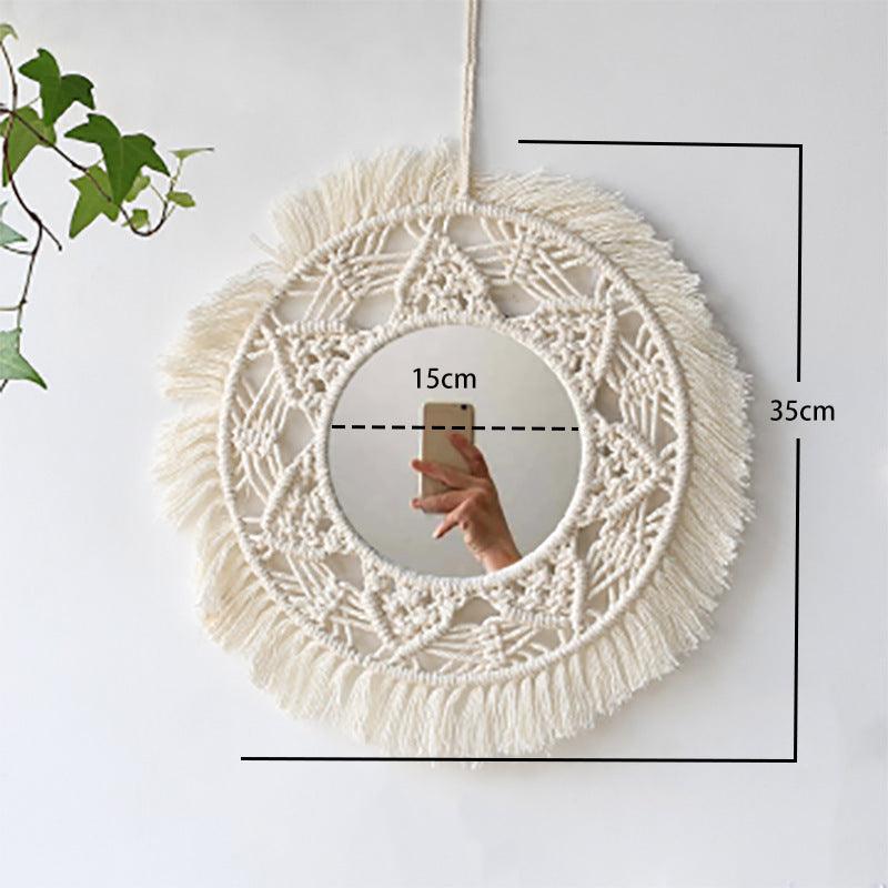 Nordic Mirror Weaving Handmade Cotton Thread Wood Bead Tapestry - Stellar Real