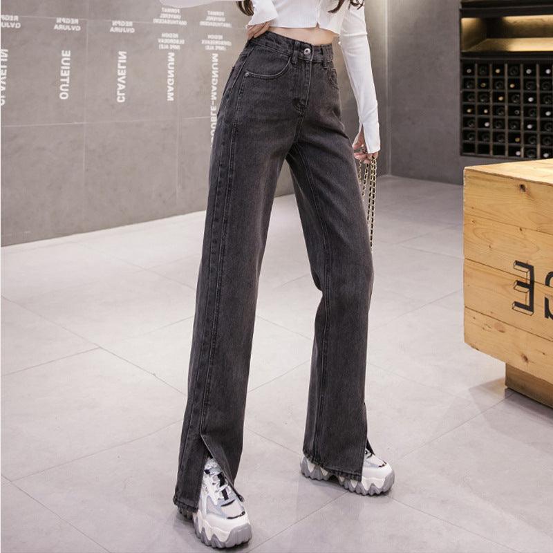 Straight Slit Loose High Waist Slim Sagging Jeans - Stellar Real