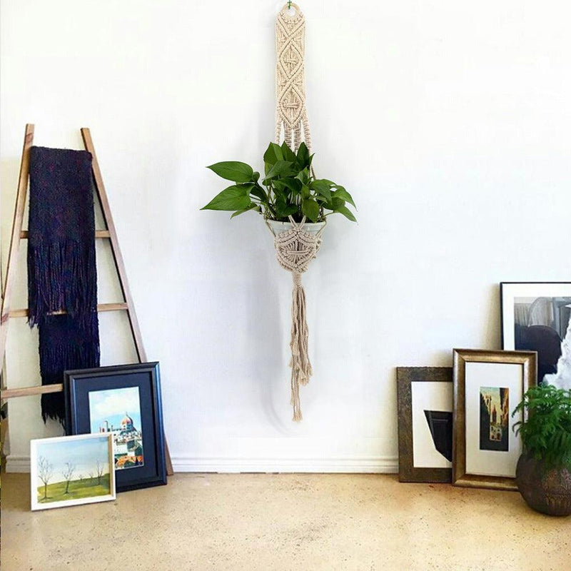 Flower Pot Hand-Woven Cotton Rope Hanging Basket - Stellar Real