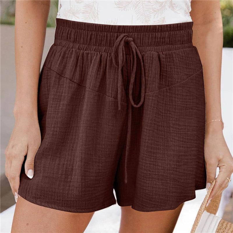 Loose Double Wrinkled Casual Shorts Wide Leg Pants