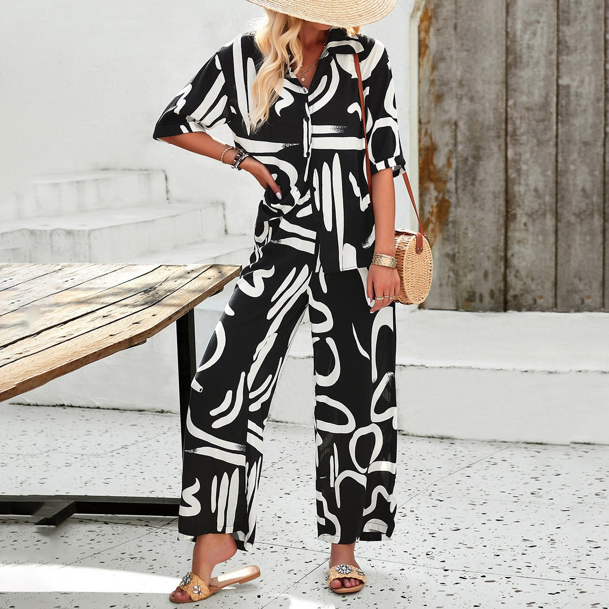 Temperament casual  Print Women's Set