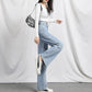Irregular High Waist Slim Jeans Loose Straight Drapey Mopping