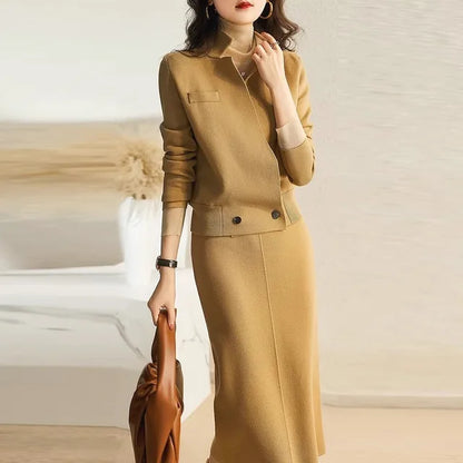 Exquisite Commuter Knitted Slim Fit Top Matching Set