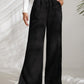 High Waist Solid Corduroy Splice Slit Bottom Pants