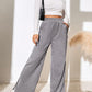 High Waist Solid Corduroy Splice Slit Bottom Pants