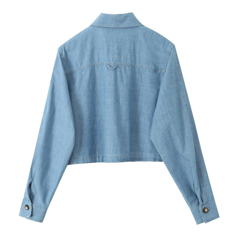 Temperament Collar long sleeved single breasted flip top