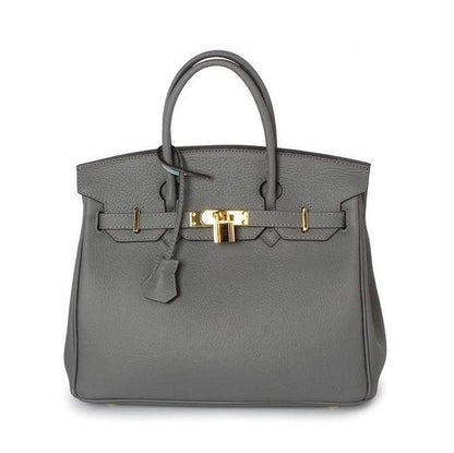 Angela Togo Leather Tote Padlock Bagq - Stellar Real