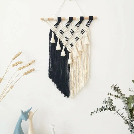 Hand-Woven Tapestry Fringed Macrame Hanging Wall Tapestry