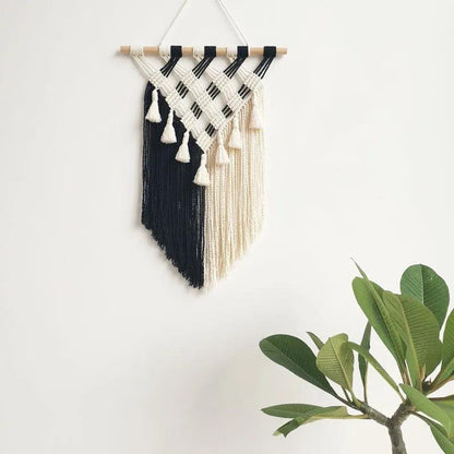 Hand-Woven Tapestry Fringed Macrame Hanging Wall Tapestry - Stellar Real