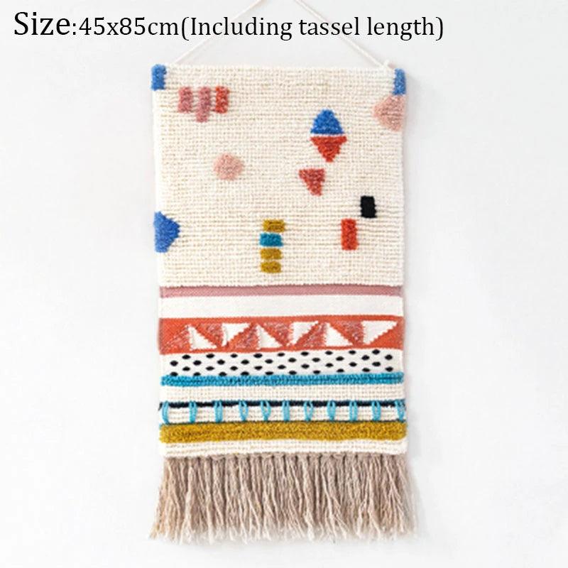 Hand Woven Tufted Macrame Tassel Tapestries