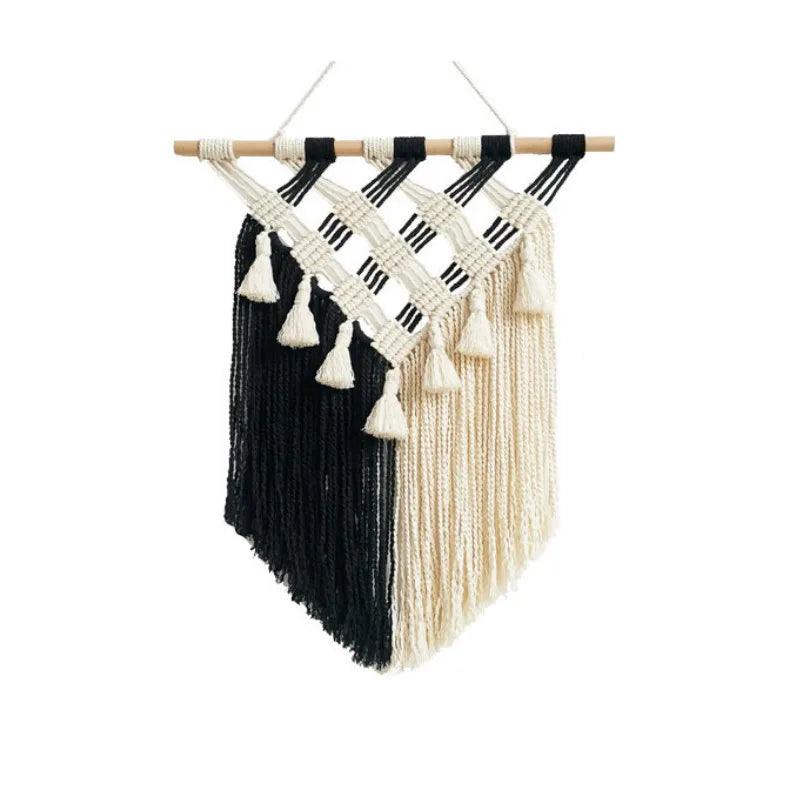 Hand-Woven Tapestry Fringed Macrame Hanging Wall Tapestry - Stellar Real