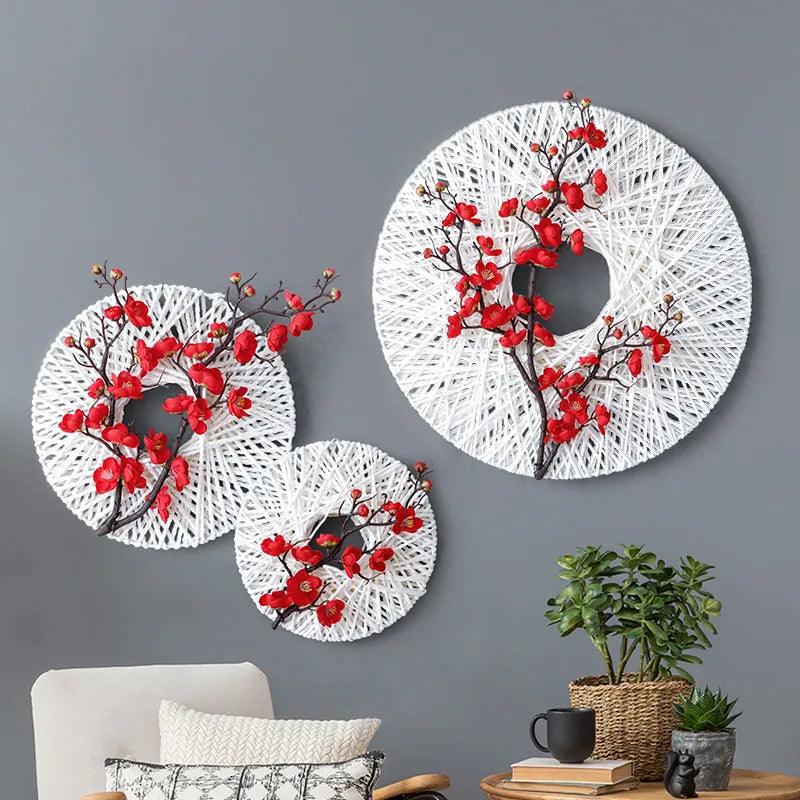 Handcraft Wall Decor Rope w/Artificial Flower Murals Decoration - Stellar Real