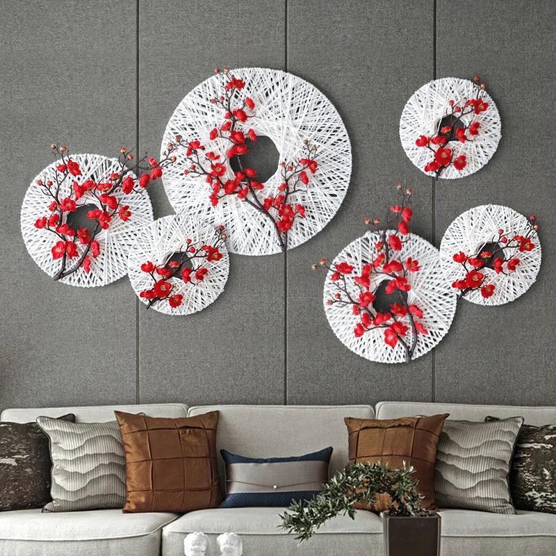 Handcraft Wall Decor Rope w/Artificial Flower Murals Decoration - Stellar Real